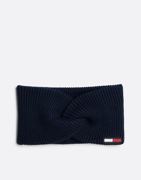Tommy Jeans Elongated flag twist headband in dark blue - view 1