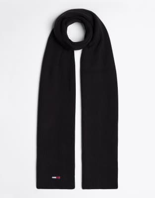 Tommy Jeans - Elongated - Schal in Schwarz mit Flaggenlogo