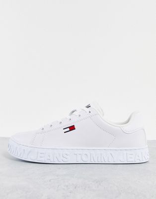 Tommy Jeans embossed logo sneaker in white