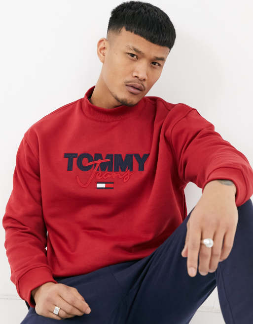 Tommy Jeans emrboidered chest logo sweatshirt in red