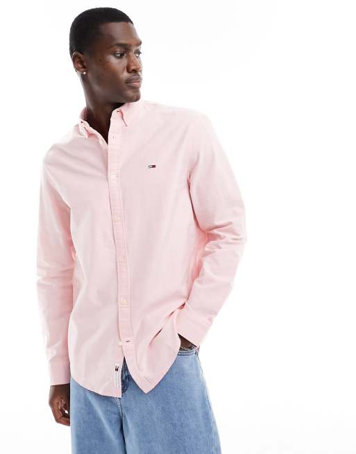 Tommy Jeans – Entry – Rosa, regular oxfordskjorta med logga