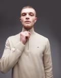 [Tommy Jeans] Tommy Jeans essential 1/4 zip jumper in beige-Neutral Chest 40 SILT