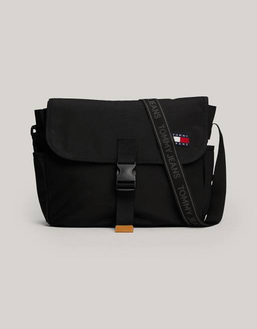 Tommy Jeans - Essential - Besace avec bandoulière à logo répété - Noir