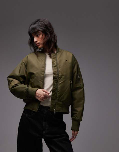 Tommy Jeans essential bomber jacket in olive green