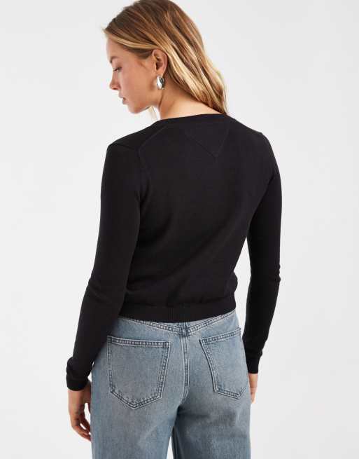 Tommy Jeans Essential crew neck cardigan in black, 4 of 4