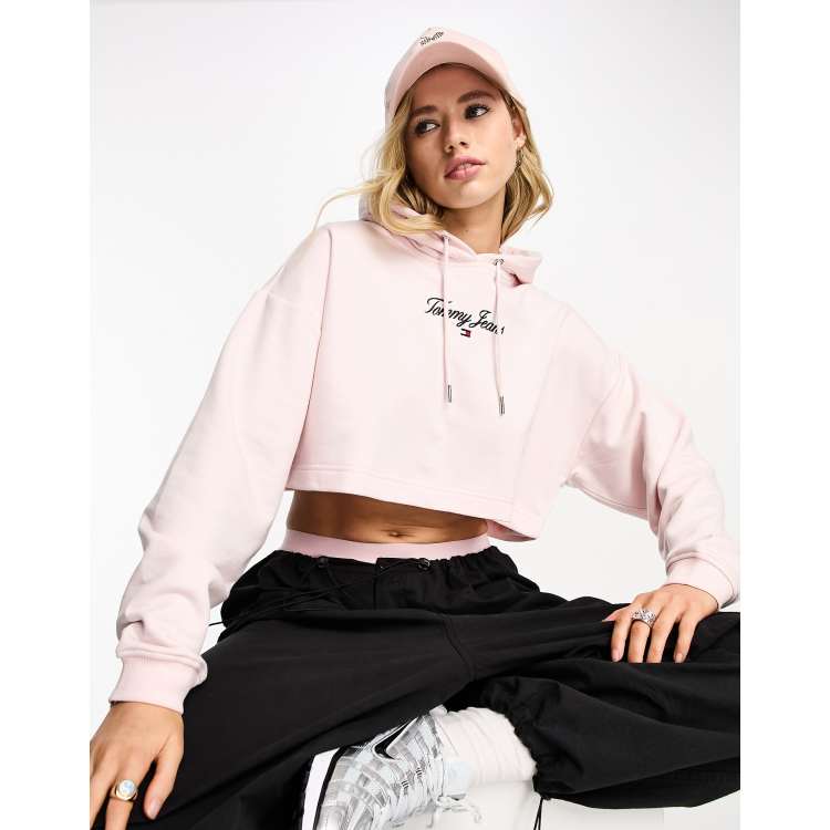 BOSS - Cropped sweatshirt in cotton with drawstring and embroidered logo