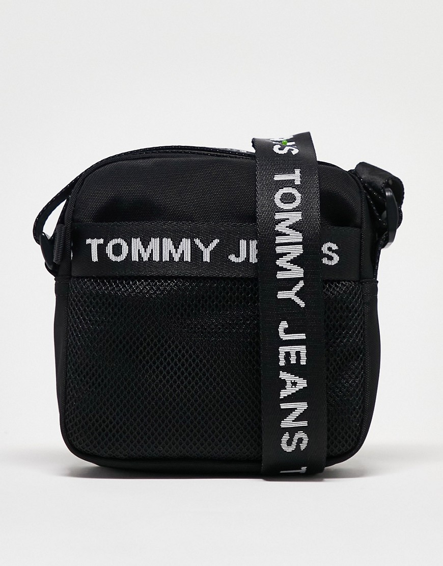 Tommy Jeans essential cross body reporter bag in black