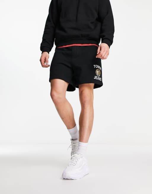 Tommy Jeans – Essential – Czarne szorty z dżerseju z logo