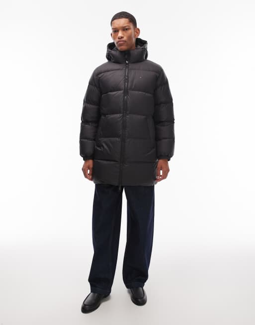 Tommy Jeans essential down long puffer jacket in black, 2 of 5