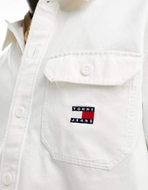 Tommy Jeans Essential Effen overhemd in wit ASOS