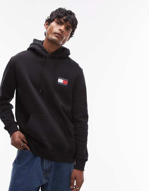 Tommy Jeans essential flag hoodie in black