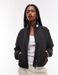 [Tommy Jeans] Tommy Jeans essential flag logo padded jacket in black S Black