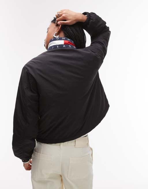 Tommy Jeans essential flag logo padded jacket in black
