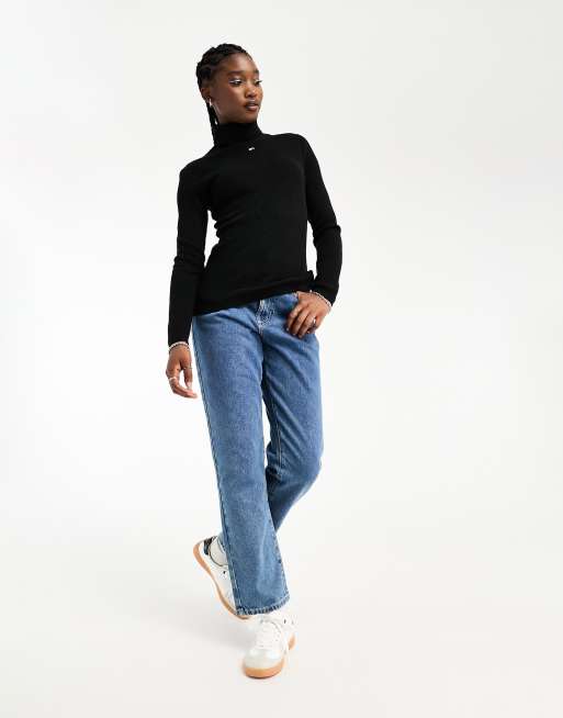 Turtleneck and high hot sale waisted jeans