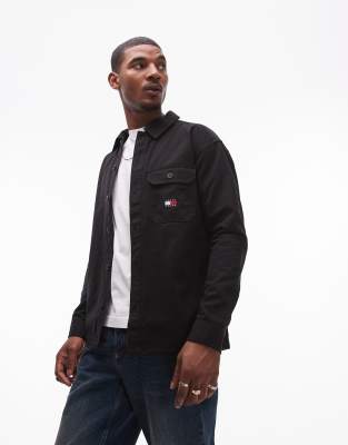 essential flag overshirt in black