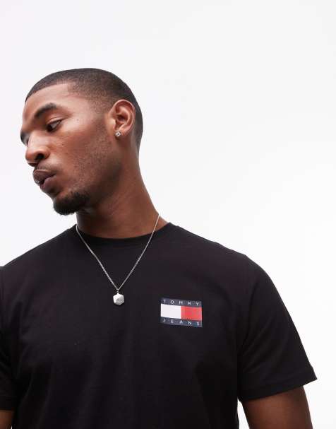 Tommy Jeans essential flag slim fit t-shirt in black - view 1