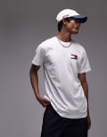 [Tommy Jeans] Tommy Jeans essential flag slim fit t-shirt in white L white