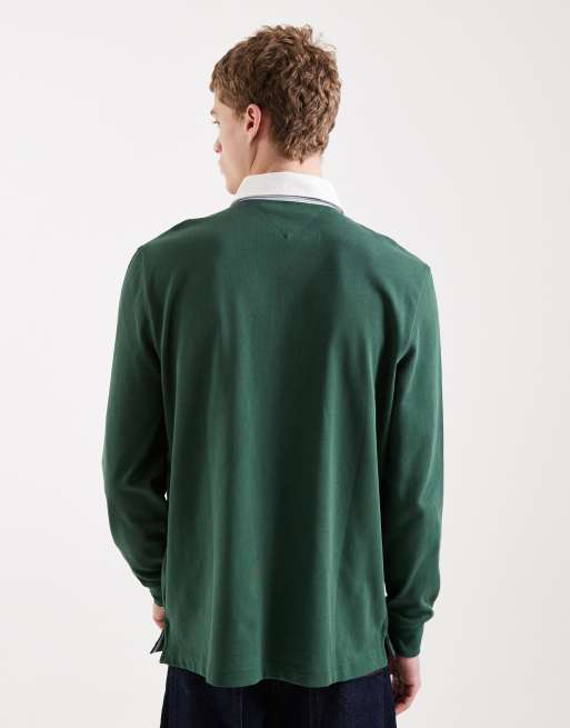 Tommy Jeans – Essential – Grön, avslappnad rugbytröja, 3 av 5