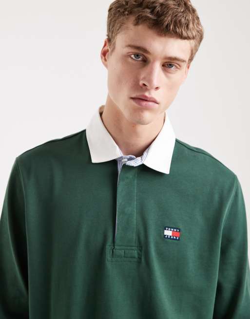 Tommy Jeans – Essential – Grön, avslappnad rugbytröja, 5 av 5