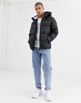 tommy jeans essential hooded down jacket mens