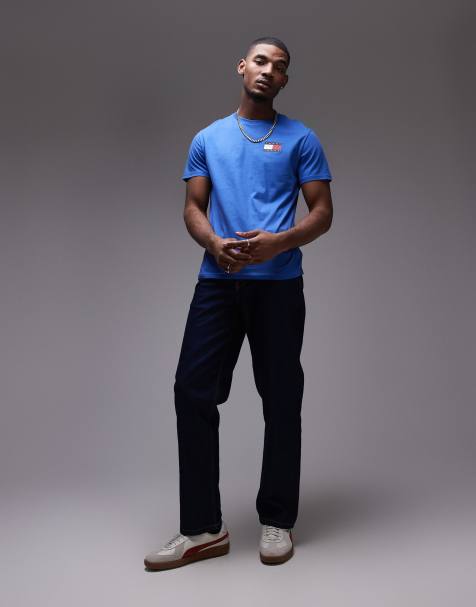 Tommy Jeans slim essential flag t-shirt in bright blue