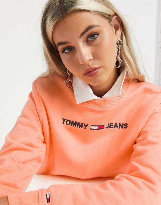 Tommy Jeans Essential Logo Sweatshirt in Orange