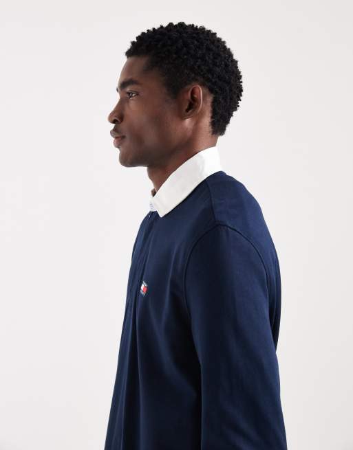 Tommy Jeans – Essential – Marinblå, avslappnad rugbytröja, 4 av 5