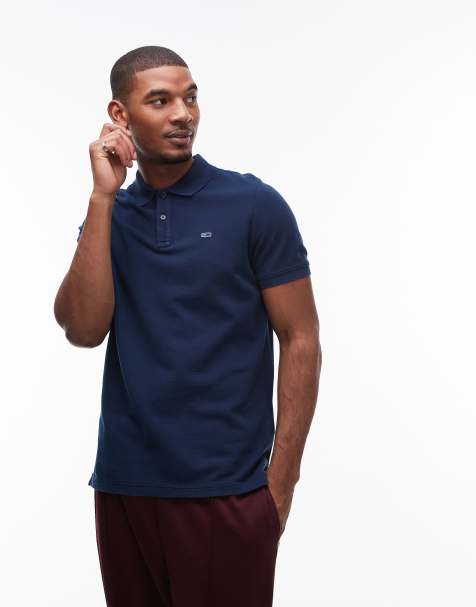 Tommy Jeans – Essential – Marinblå pikétröja och smal passform - view 1