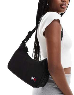 Tommy Jeans essential nylon shoulder bag in black