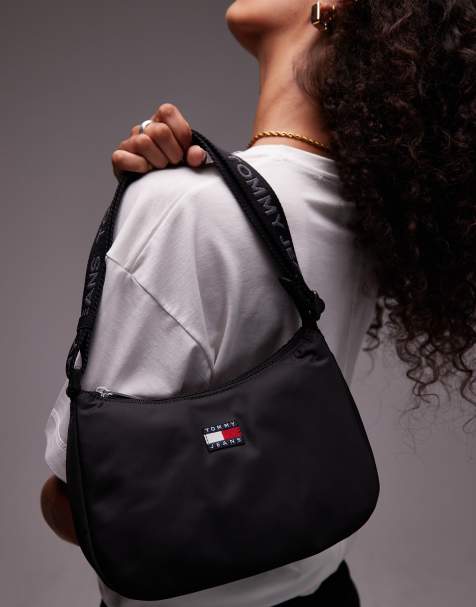 Tommy Jeans essential nylon shoulder bag in black - view 1