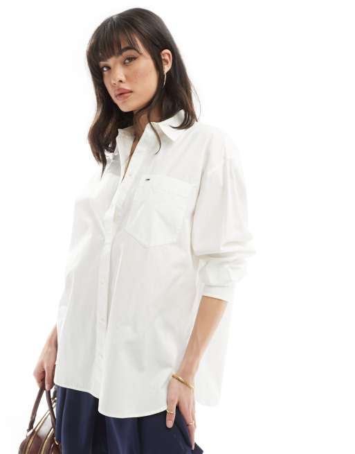 Tommy Jeans – Essential – Oversize-Hemd in Weiß