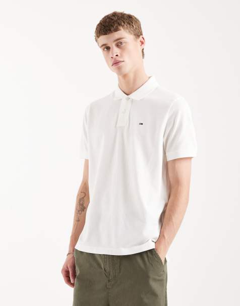 Tommy Jeans essential polo shirt in white - view 1