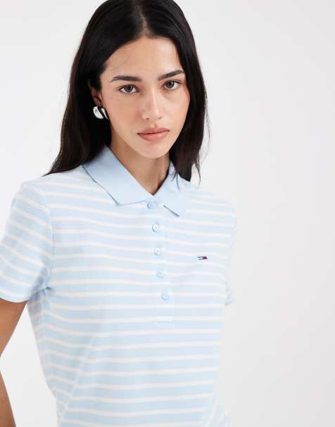 Tommy Jeans - Essential - Poloskjorte med blå striber i slim fit - view 1
