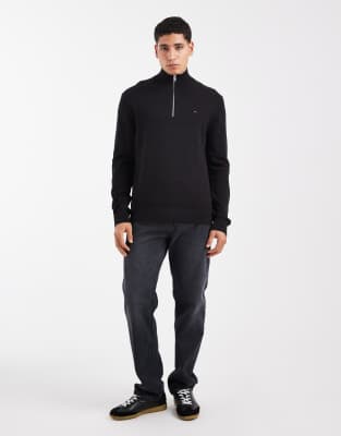 Tommy Jeans Essential Quarter Zip Sweater In Black
