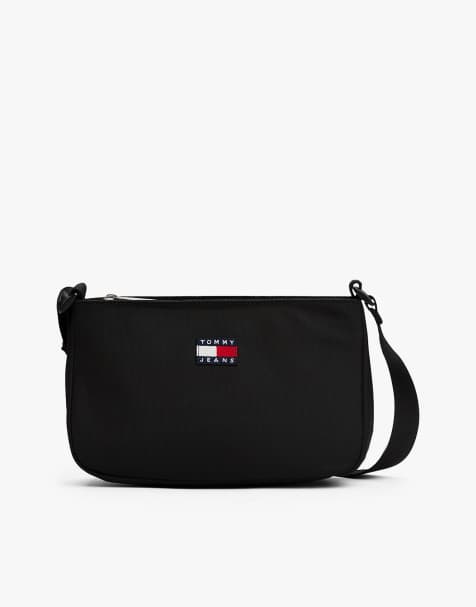 Tommy Jeans Essential repeat logo strap shoulder bag in black - view 1