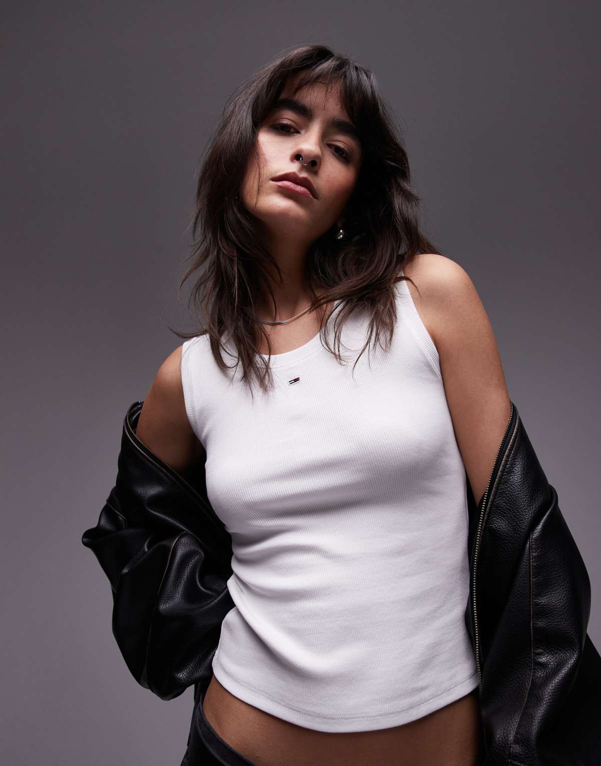Tommy Jeans essential rib tank top in white
