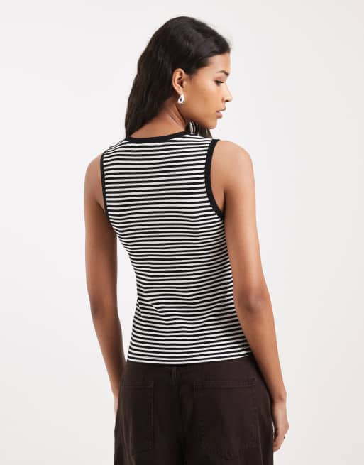 Tommy Jeans Essential rib vest in black stripe, 3 of 4