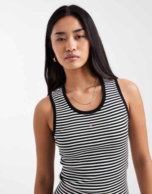 Tommy Jeans - Essential - Robe nervurée courte et moulante à rayures - Noir, 3 de 4