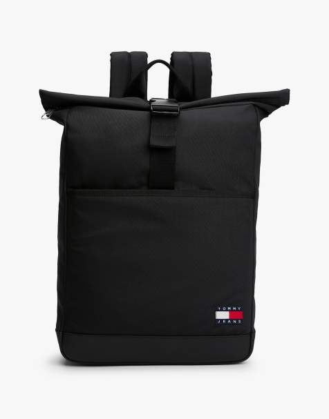 Tommy Jeans Essential roll-top backpack in black - view 1
