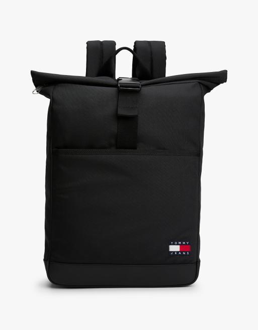 Tommy Jeans Essential roll-top backpack in black