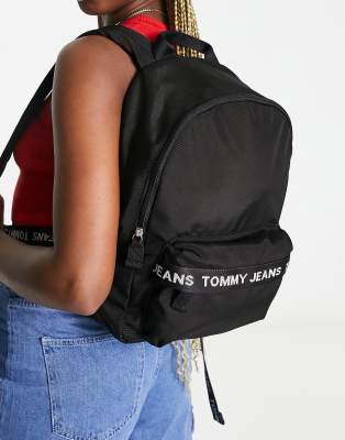 Tommy Jeans - Essential - Rucksack in Schwarz mit Logoband-Black