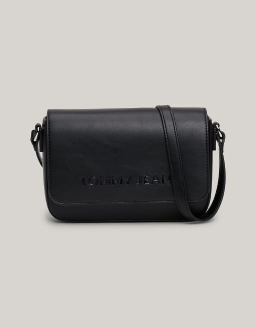 Tommy Jeans - Essential - Sac bandoulière avec logo et rabat supérieur - Noir