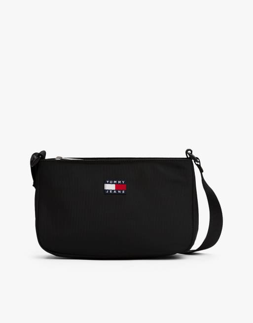Tommy Jeans - Essential - Sac porté épaule avec bandoulière à logo répété - Noir