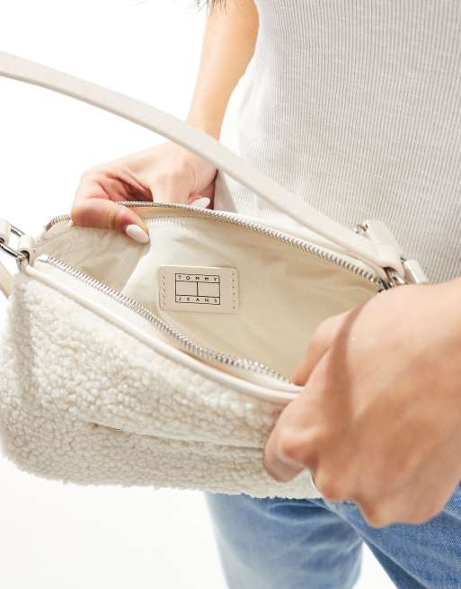 Tommy Jeans - Essential - Sac porté épaule en imitation peau de mouton - Blanc cassé, 4 de 4