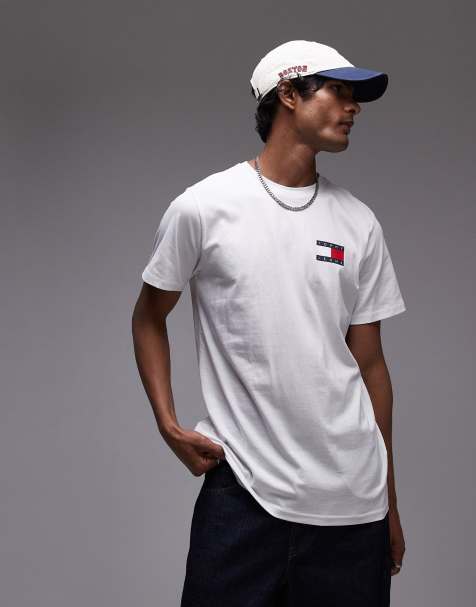 Tommy Jeans – Essential – Slim Fit T-Shirt in Weiß mit Flag - view 1