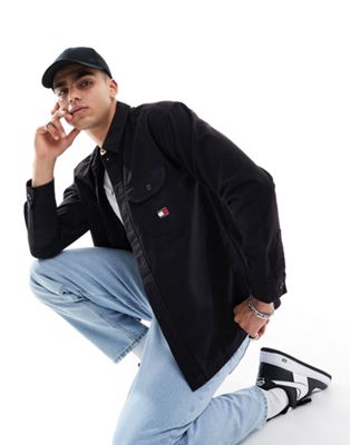 Tommy Jeans essential solid overshirt in black