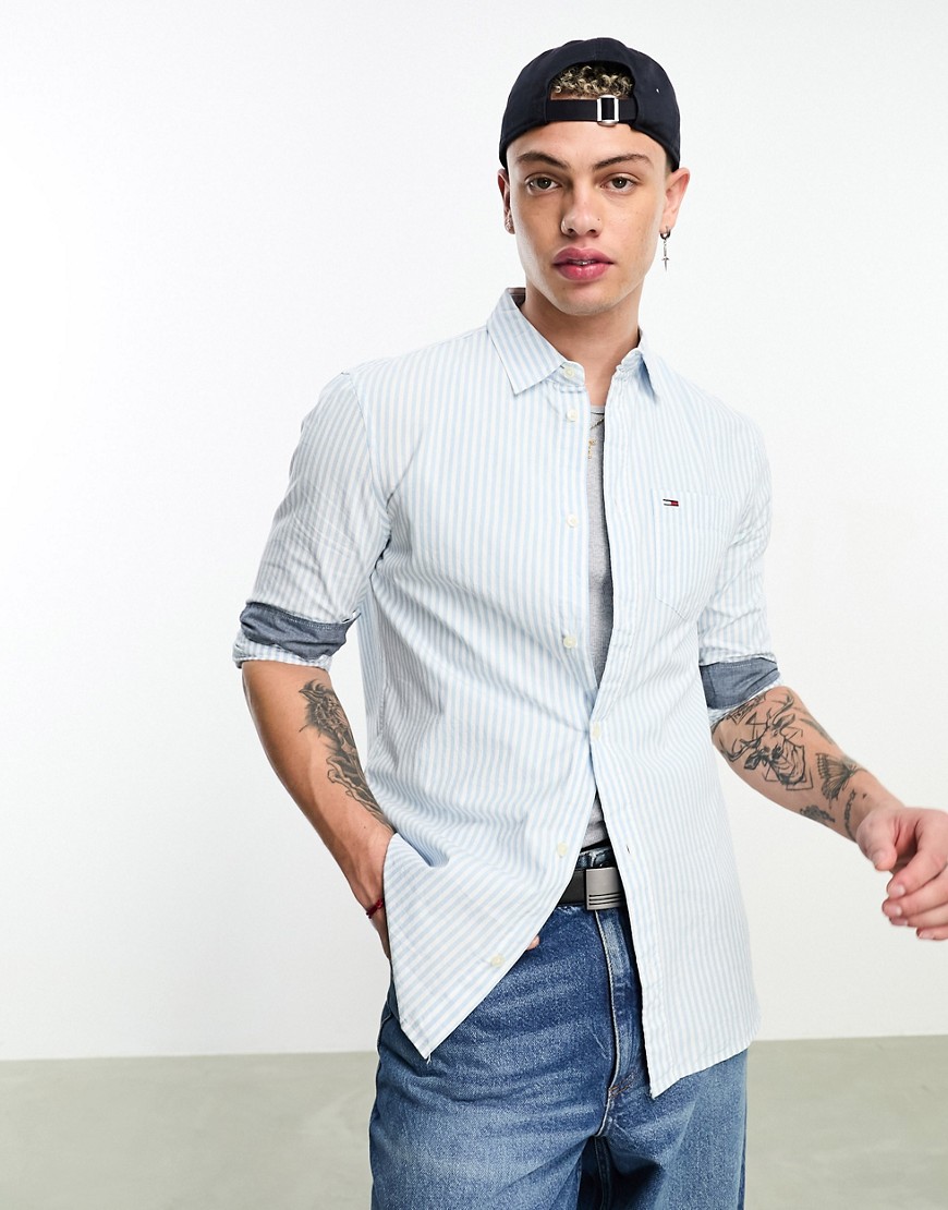 Tommy Jeans essential stripe shirt in white