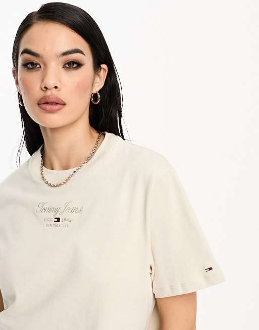 Tommy Jeans - Essential - T-shirt à logo - Beige