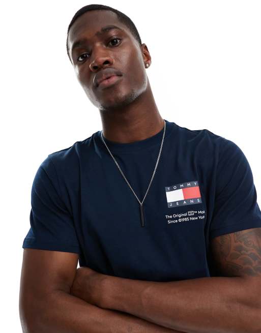 Tommy Jeans - Essential - T-shirt ajusté à logo drapeau - Bleu marine