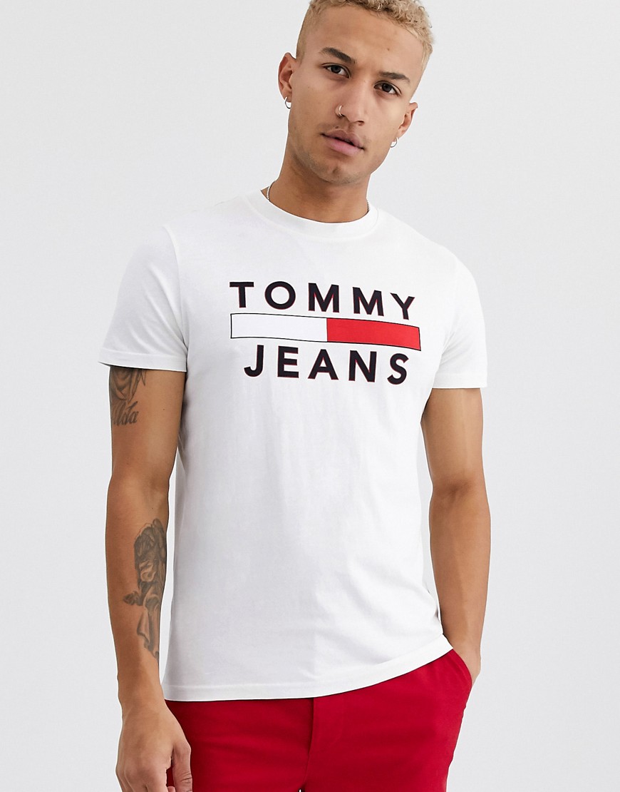 Tommy Jeans Essential - T-shirt bianca con logo-Bianco
